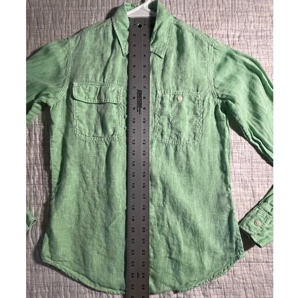 Ralph Lauren Womens - Sz 4 - Linen Bright Green Long Sleeve Button Down - EUC - Picture 6 of 7